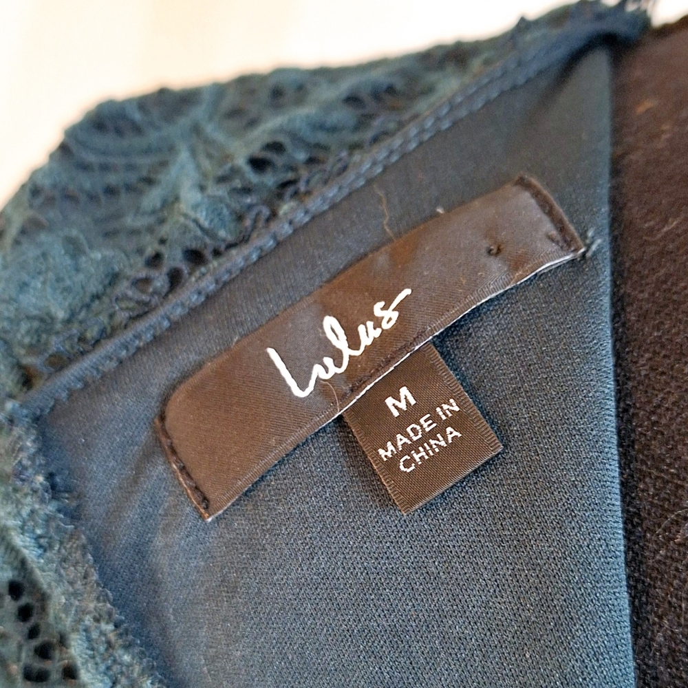 🌿SOLD🌿Lulu's Lovely Allure Deep Teal Lace Gown - Picture 8 of 10
